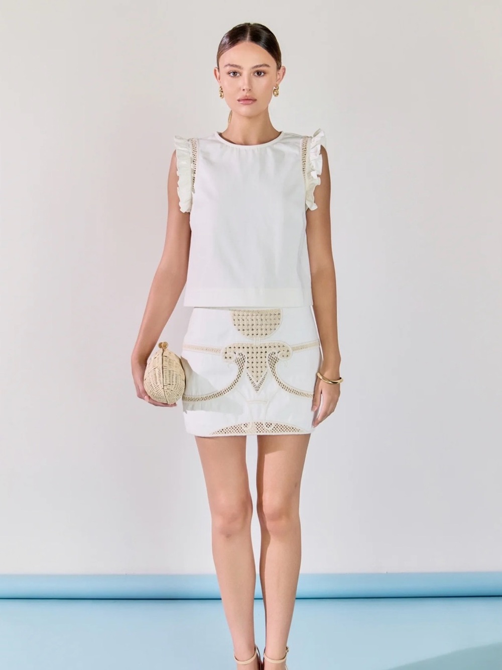 Endless Rose - NWT Embroidered white/cream skirt set